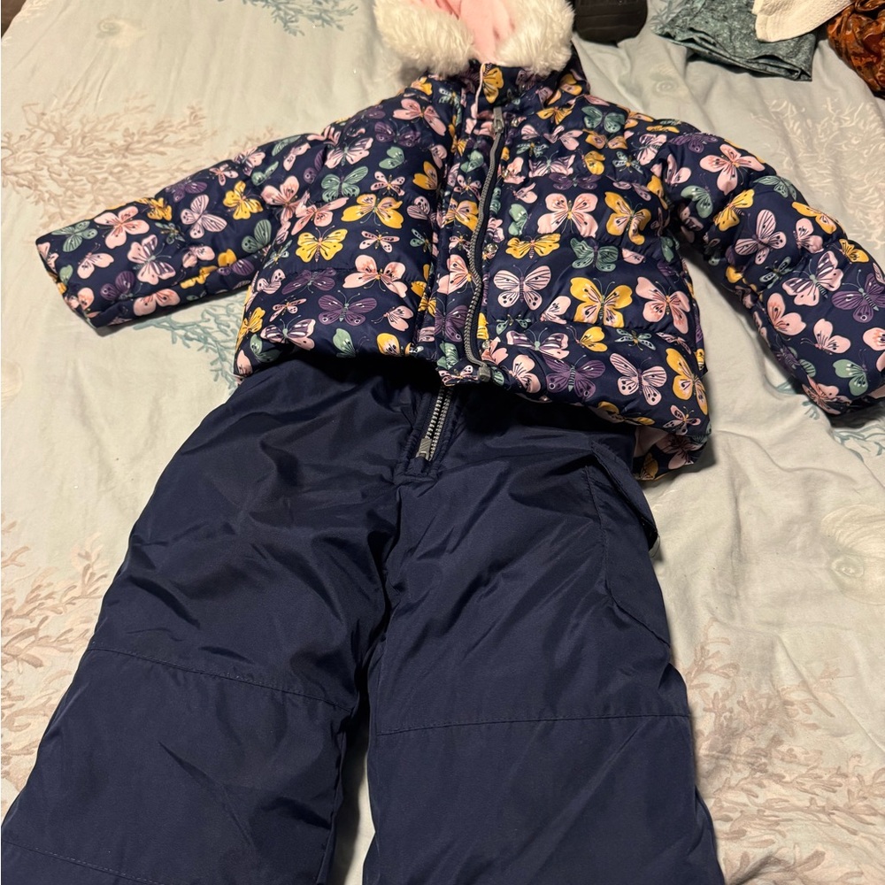 Carter's Pink and NavySnow bibs Jacket Set